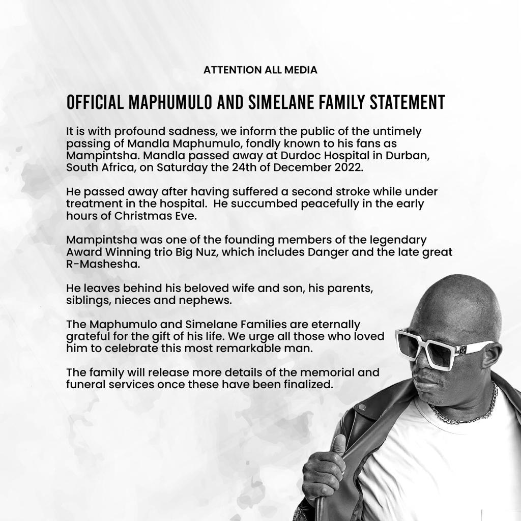 MAMPINTSHA IS NO MORE