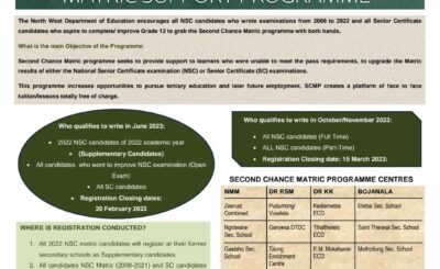 NW EDUCATION AVAILS SECOND CHANCE MATRIC PROGRAMME