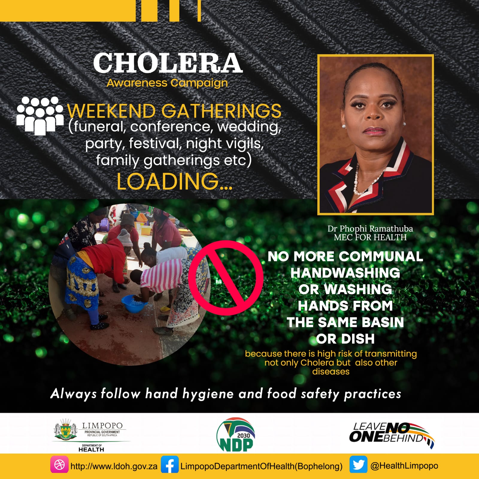 DEPARTMENT DISPELS SOCIAL MEDIA MESSAGES CLAIMING THAT THERE IS A CHOLERA POSITIVE CASE IN MANKWENG HOSPITAL AND POLOKWANE SURROUNDINGS