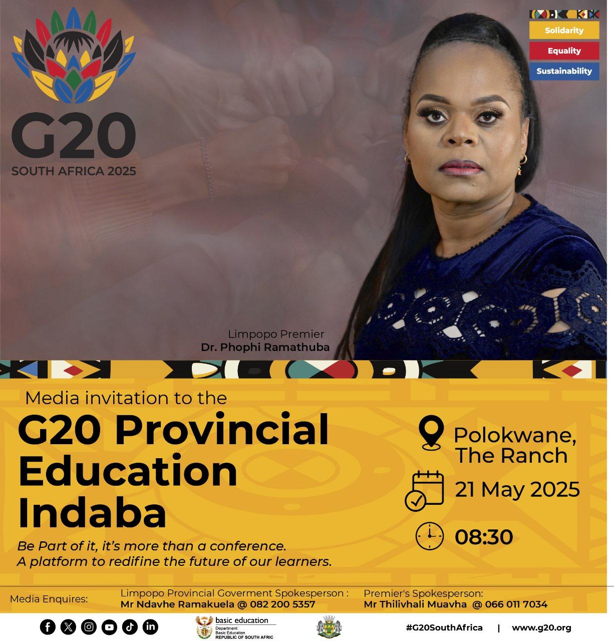 LIMPOPO TO HOST THE G20 EDUCATION INDABA