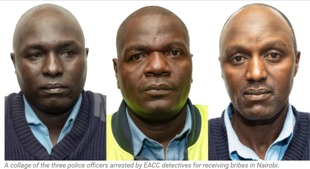 The three; Corporal Oscar Serem Biwott, Constable Simon Kiplagat Nyunyutik and Constable Edwin Benedict Mubweka, were caught red-handed on Wednesday morning at Globe Cinema roundabout having collected Ksh.48,250 bribes within two hours.