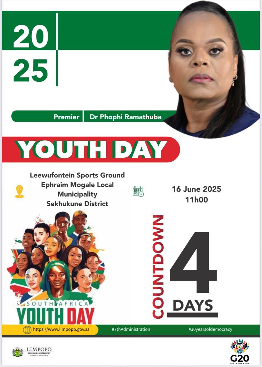 LIMPOPO PROVINCIAL GOVERNMENT TO CELEBRATE THE 49TH COMMEMORATION OF YOUTH DAY IN EPHRAIM MOGALE MUNICIPALITY
